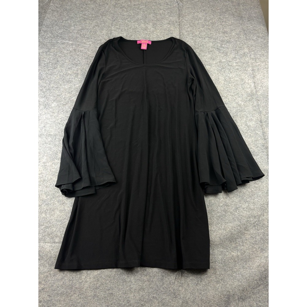 Catherine Malandrino Black Tiered Bell Sleeve Shift Dress Whimsygoth Fairy Sz M